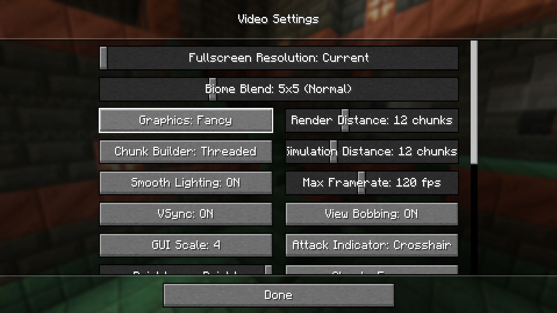 Lowering the game's video settings is one of the best ways to get extra frames (Image via Mojang)